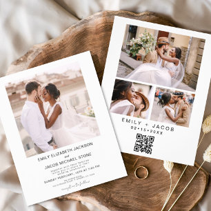 Budget QR code Minimalist White Wedding Photo Flyer