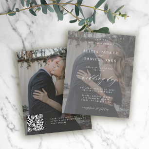 Budget QR CODE modern photo wedding invitation