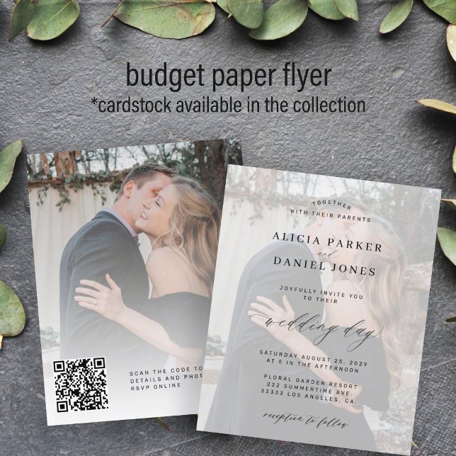 Budget QR CODE modern photo wedding invitation Flyer (Creator Uploaded)