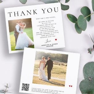 Budget QR CODE modern photo wedding thank you