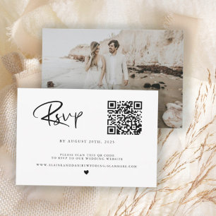 Budget QR Code Photo Black & White RSVP Card