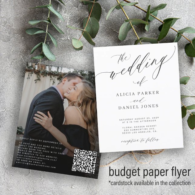 Budget QR code photo elegant wedding Invitation Flyer (Creator Uploaded)