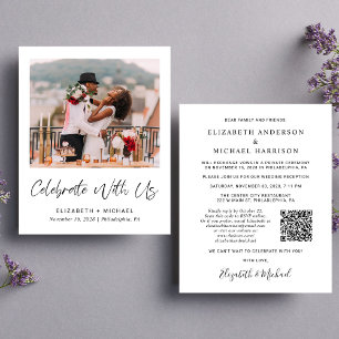 Budget QR Code Photo Wedding Reception Invitation