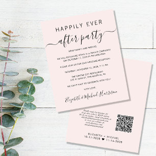 Budget QR Code Pink Wedding ReceptIon Invitation