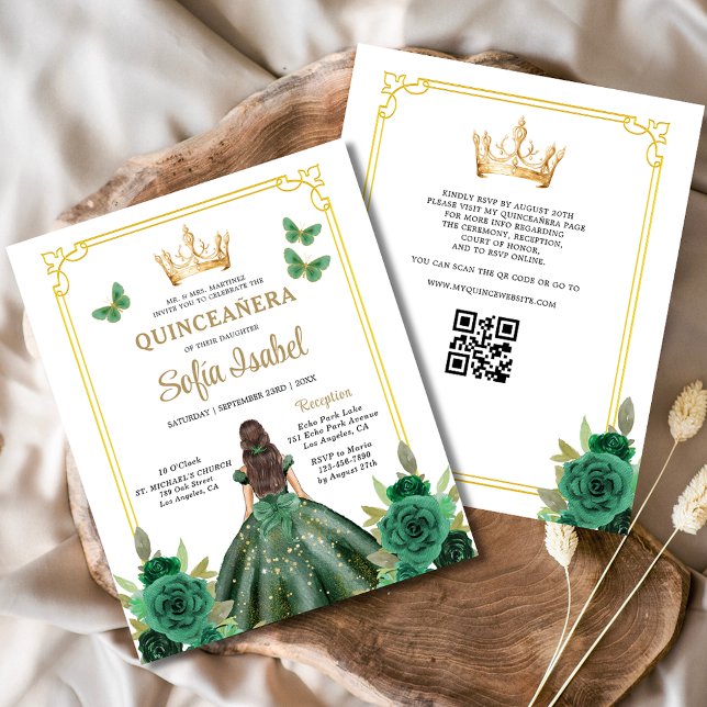 Budget QR Code Quinceanera Emerald Green  Flyer (Creator Uploaded)