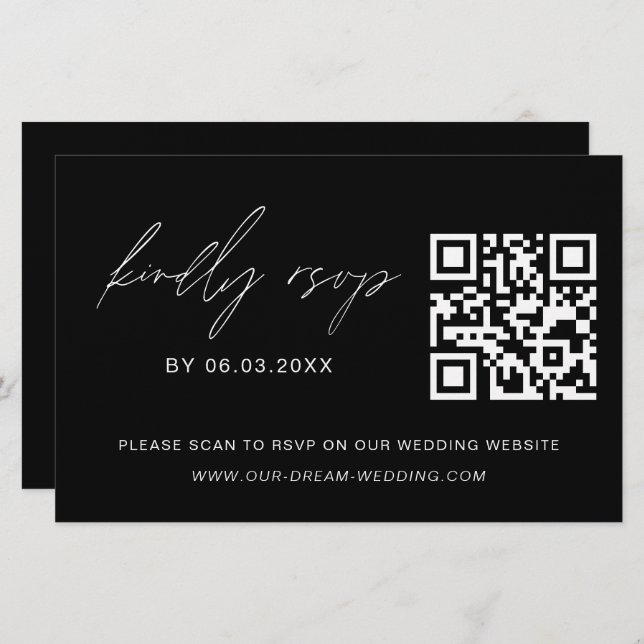 Budget QR Code RSVP Wedding  Minimalist Website (Front/Back)