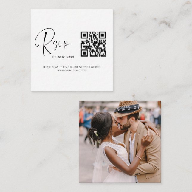 Budget QR Code RSVP Wedding Photo Website Enclosure Card (Front/Back)