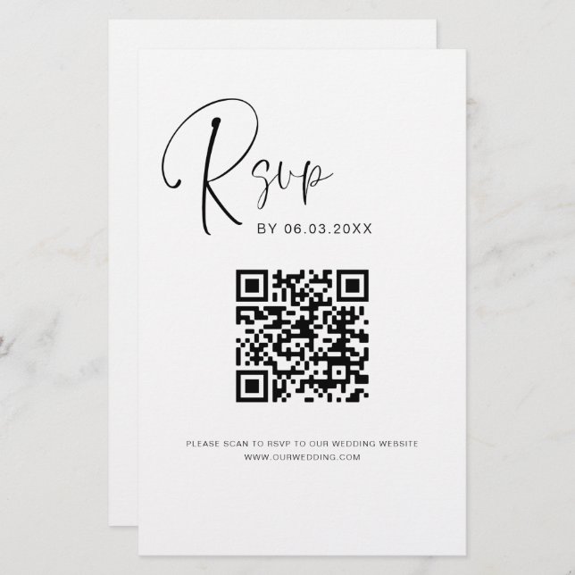 Budget QR Code RSVP Wedding Website (Front/Back)