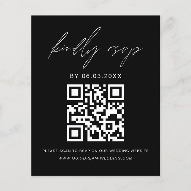 Budget QR Code RSVP Wedding Website Flyer (Front)