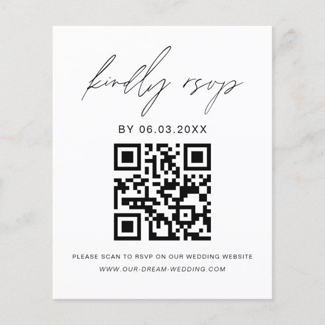 Budget QR Code RSVP Wedding Website Flyer (Front)