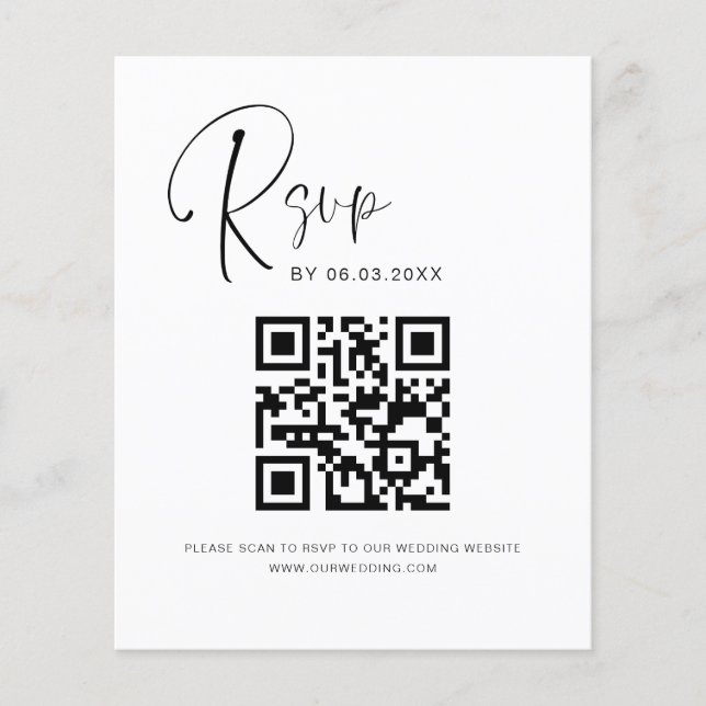 Budget QR Code RSVP Wedding Website Flyer (Front)