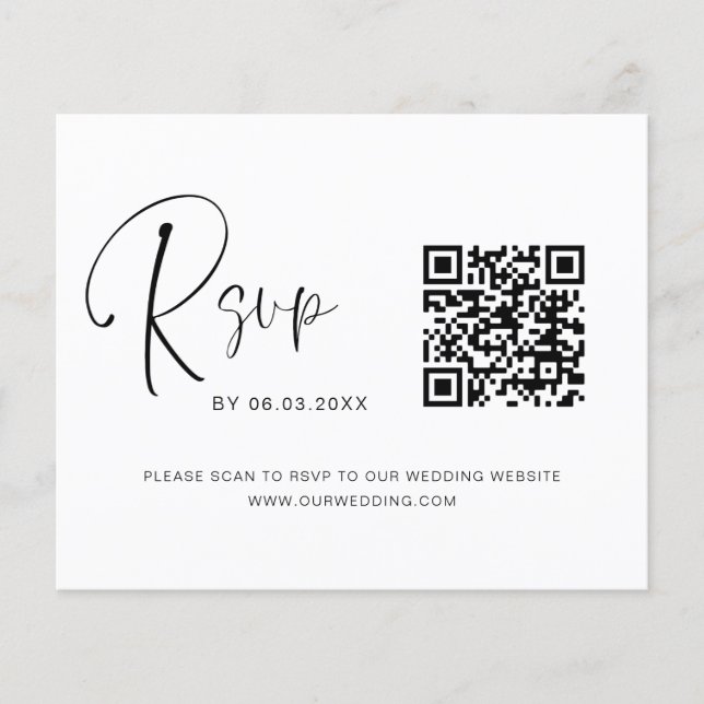 Budget QR Code RSVP Wedding Website Flyer (Front)