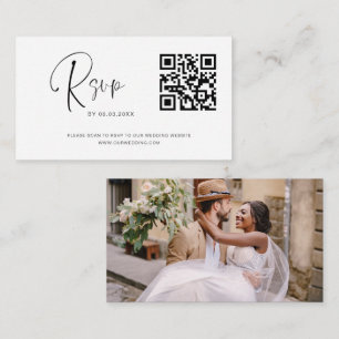 Budget QR Code RSVP Wedding Website Photo  Card