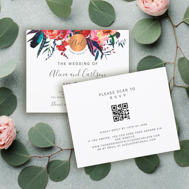 Budget QR CODE rustic elegant wedding invitation (Creator Uploaded)