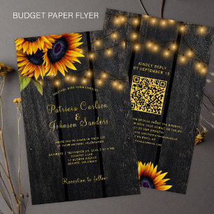 Budget QR code rustic sunflower wedding invitation Flyer