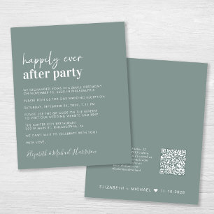 Budget QR Code Sage Green Wedding Reception Invite