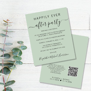 Budget QR Code Sage Wedding ReceptIon Invitation