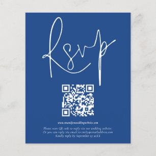 Budget QR Code Script Wedding Blue RSVP