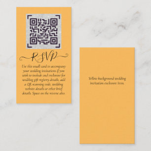 Budget QR Code Website RSVP Hotel Wedding Details  Business Card