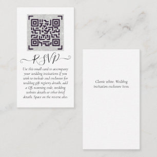 Budget QR Code Website RSVP Hotel Wedding Details Business Card