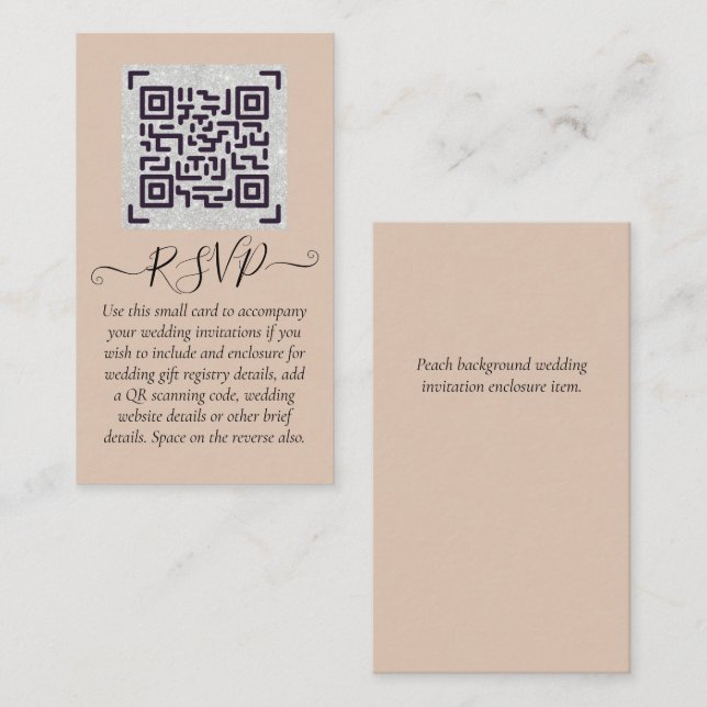 Budget QR Code Website RSVP Hotel Wedding Details  Enclosure Card (Front/Back)