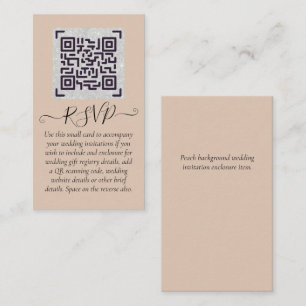 Budget QR Code Website RSVP Hotel Wedding Details  Enclosure Card