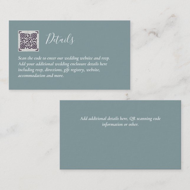 Budget QR Code Website RSVP Hotel Wedding Details  Enclosure Card (Front/Back)