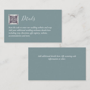 Budget QR Code Website RSVP Hotel Wedding Details  Enclosure Card