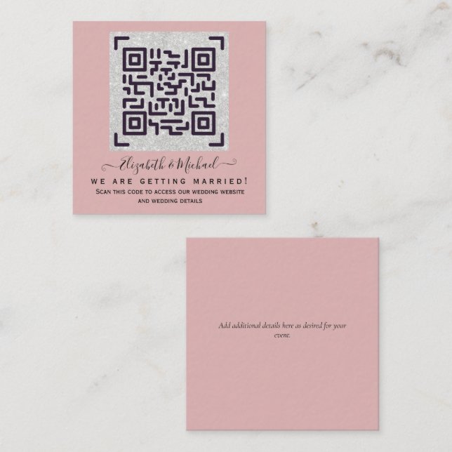 Budget QR Code Website RSVP Hotel Wedding Details  Enclosure Card (Front/Back)