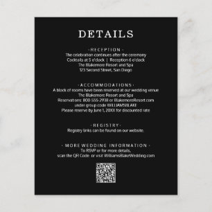 Budget QR Code Wedding Details Black and White Flyer