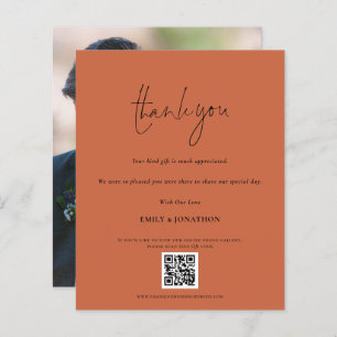 Budget QR Code Wedding Photo Terracotta Thank you