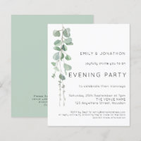 Budget QR Eucalyptus Wedding Evening Party Invite