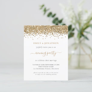 Budget QR Gold Glitter Evening Wedding Invite