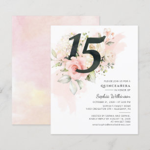 Budget Quinceanera 15th Birthday Floral Invitation