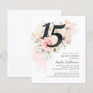 Budget Quinceanera 15th Birthday Floral Invitation