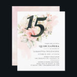Budget Quinceanera 15th Birthday Party Invitation<br><div class="desc">Cute modern yet elegant Quinceañera Mis Quince Anos birthday party invitations. Rustic floral olive green and rose gold flowers with faux gold dress design. The template that can be easily edited and the text replaced with your own details by clicking the "Personalise" button. For further customisation, please click the "Customise...</div>