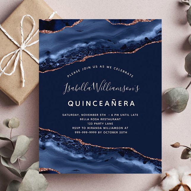 Budget Quinceanera agate marble blue rose gold (Creator Uploaded)