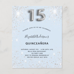 Budget Quinceanera baby blue silver glitter