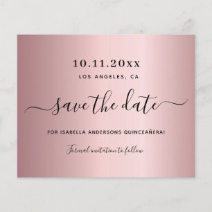 Budget Quinceanera blush pink dusty save the date