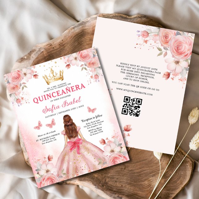 Budget Quinceañera Blush Pink Floral Butterfly (Creator Uploaded)