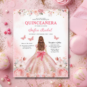 Budget Quinceañera Blush Pink Rose Floral