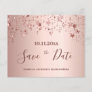 Budget Quinceanera blush rose gold Save the Date