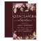 Budget Quinceanera Burgundy Pink Floral Invitation