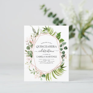 Budget Quinceanera Eucalyptus Rose Gold Geometric