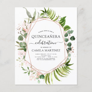 Budget Quinceanera Eucalyptus Rose Gold Geometric Flyer