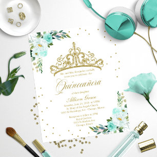 Budget Quinceanera Invitation Bilingual Tiara