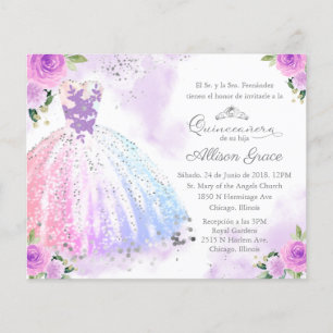 Budget Quinceanera Invitation Spanish Colourful