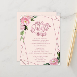 Budget Quinceanera Invitation Spanish Pink Blush