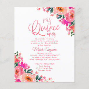 Budget Quinceanera Invitations Hot Pink Floral