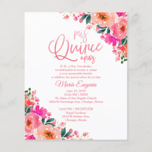 Budget Quinceanera Invitations Spanish Floral